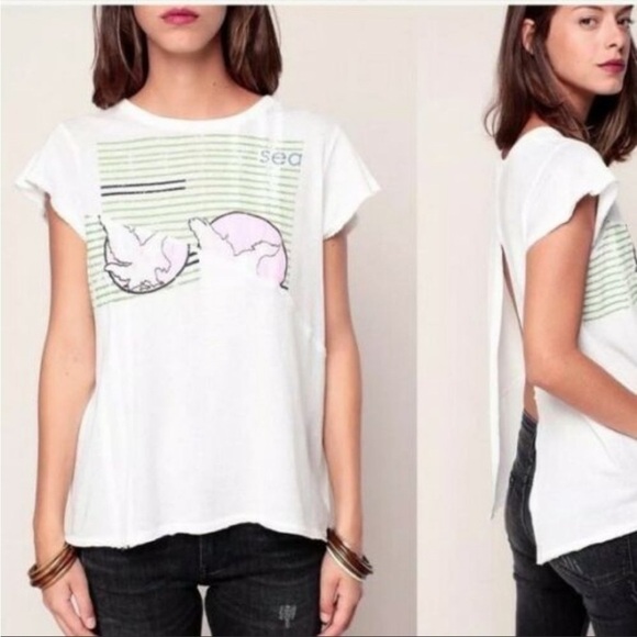 Free People Radio Rock Split Back Tee, Size M - Picture 1 of 9